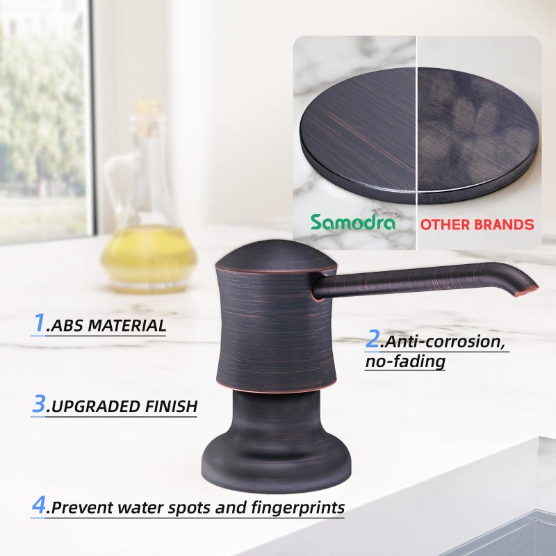 SAMODRA Sink Soap Dispenser for Kitchen Oil Rubbed Bronze Dish Lotion Dispenser 12 OZ Bottle Built in Design Refill from The Top - Image 4